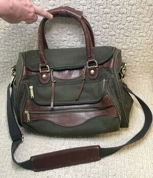 Orvis Bag Fly Fishing Water Resistant Lining Battenkill Olive Canvas Leather